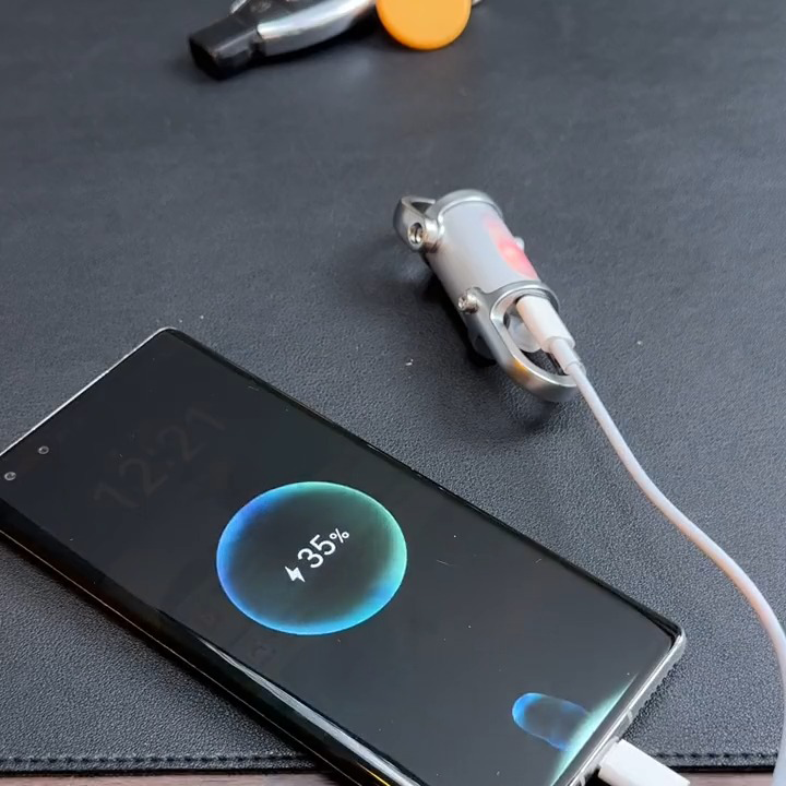 Mini Keychain LED Flashlight - Fast Charging Bi-Directional Output Work Light with Emergency SOS