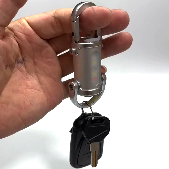 Mini Keychain LED Flashlight - Fast Charging Bi-Directional Output Work Light with Emergency SOS