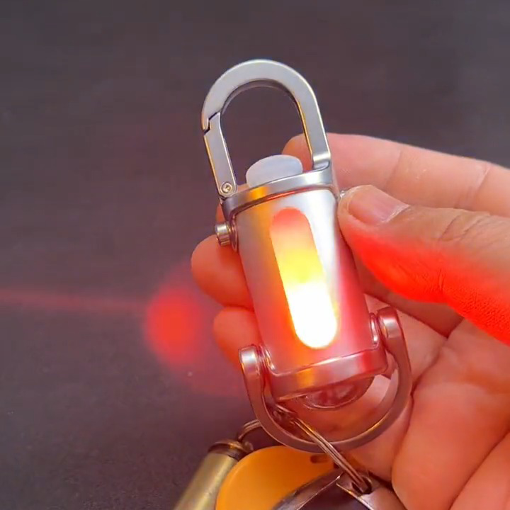 Mini Keychain LED Flashlight - Fast Charging Bi-Directional Output Work Light with Emergency SOS