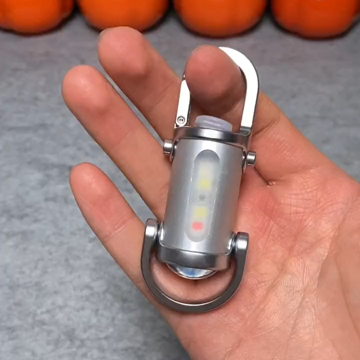 Mini Keychain LED Flashlight - Fast Charging Bi-Directional Output Work Light with Emergency SOS