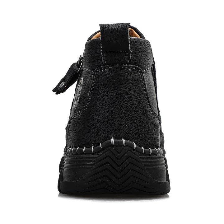 (⏰Last Day 70% OFF🔥)Men's Top-Quality Motorcycle Boots Genuine Leather Hand-Stitched Ankle Boots-Wide Toe, Waterproof, Anti-Slip, Anti-Sprain,Suitable for Work, Driving, Hiking