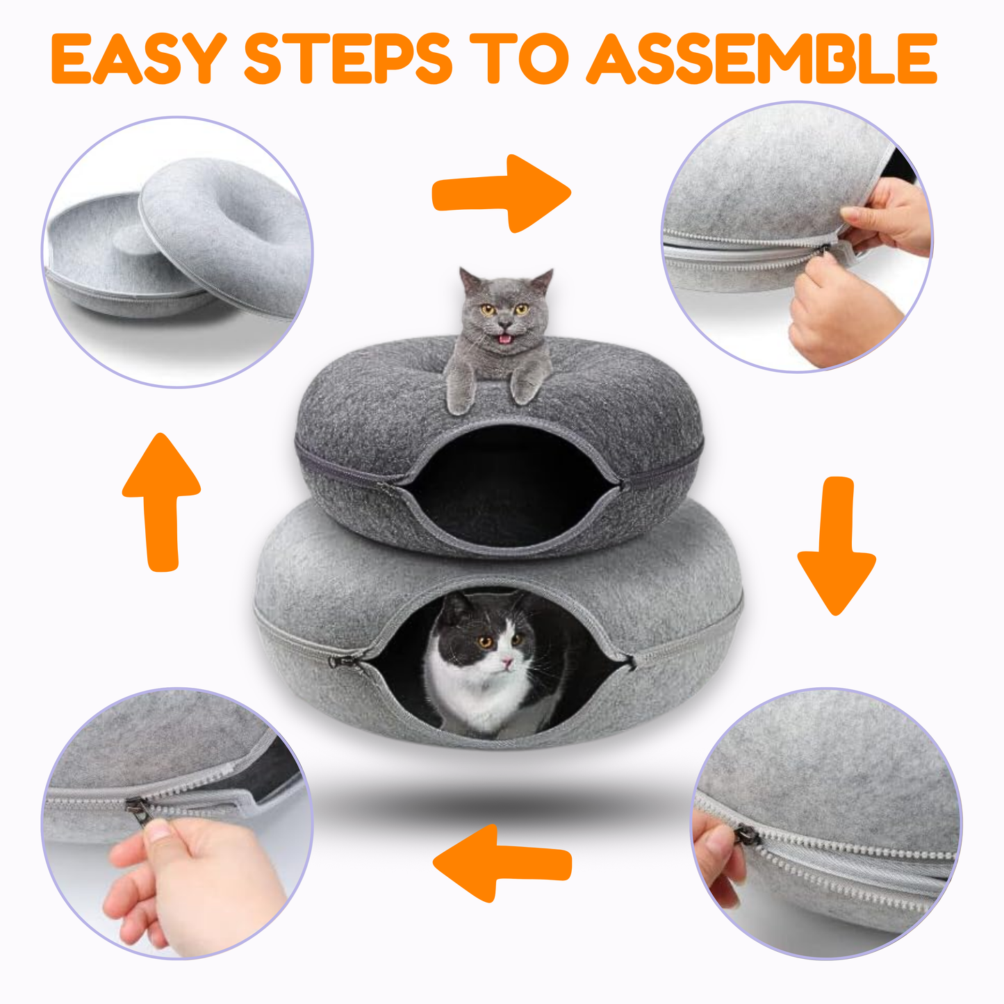 Pet Cavern™ Donut Cat Tunnel Bed