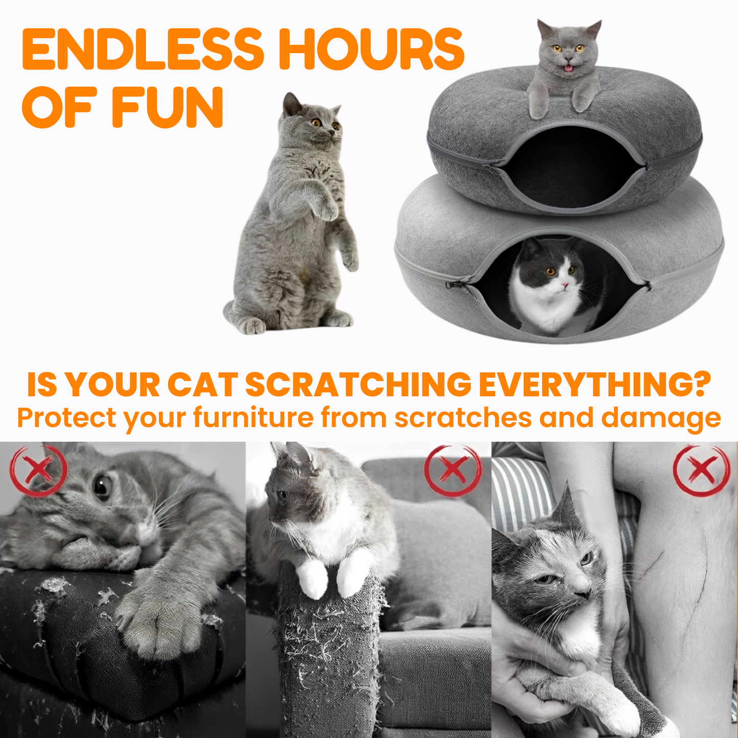 Pet Cavern™ Donut Cat Tunnel Bed