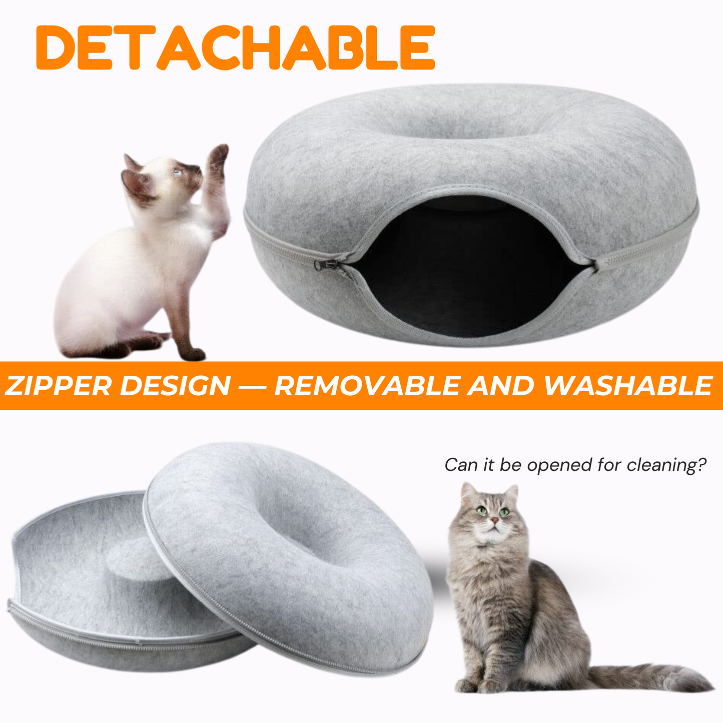 Pet Cavern™ Donut Cat Tunnel Bed