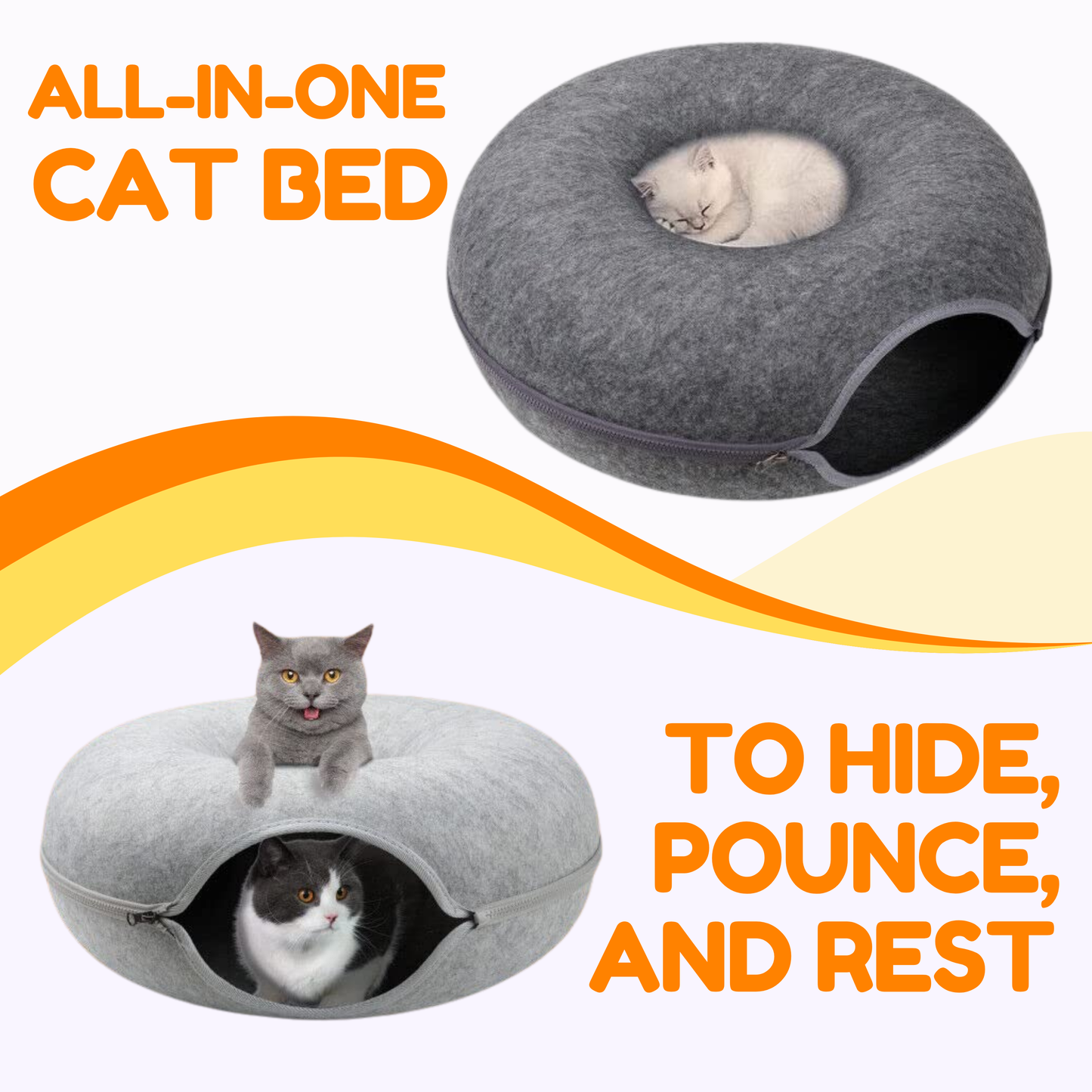 Pet Cavern™ Donut Cat Tunnel Bed