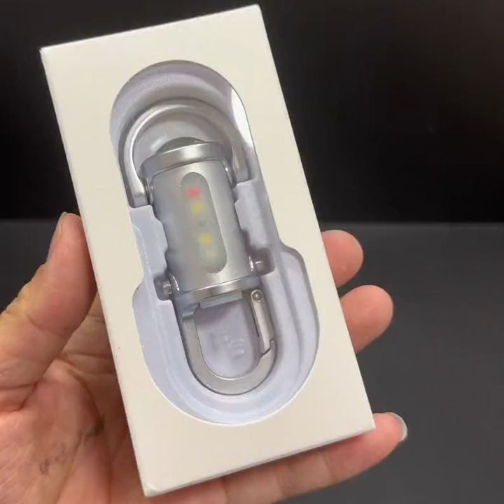 Mini Keychain LED Flashlight - Fast Charging Bi-Directional Output Work Light with Emergency SOS