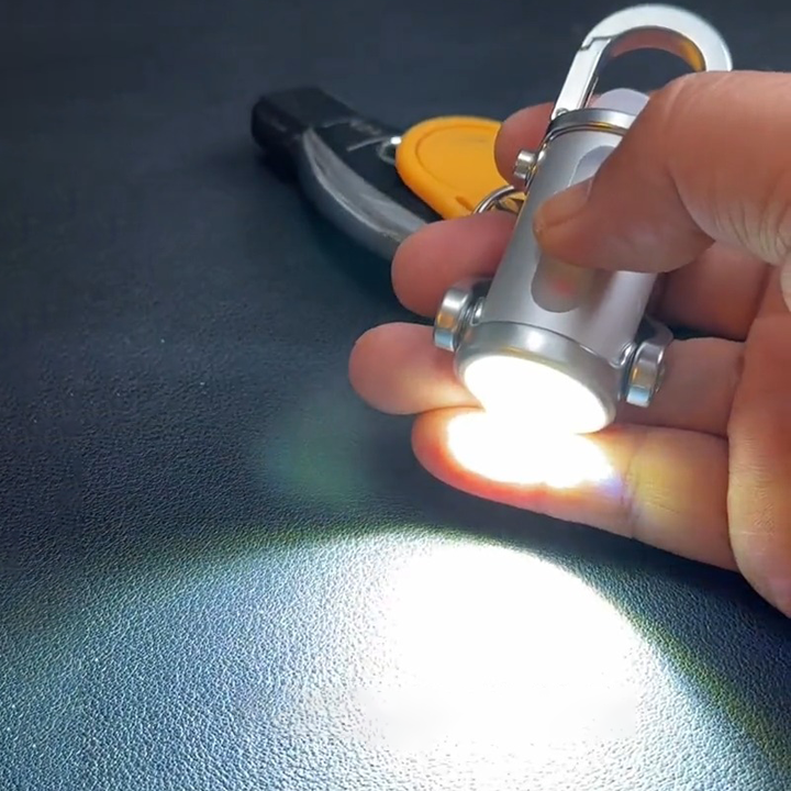 Mini Keychain LED Flashlight - Fast Charging Bi-Directional Output Work Light with Emergency SOS