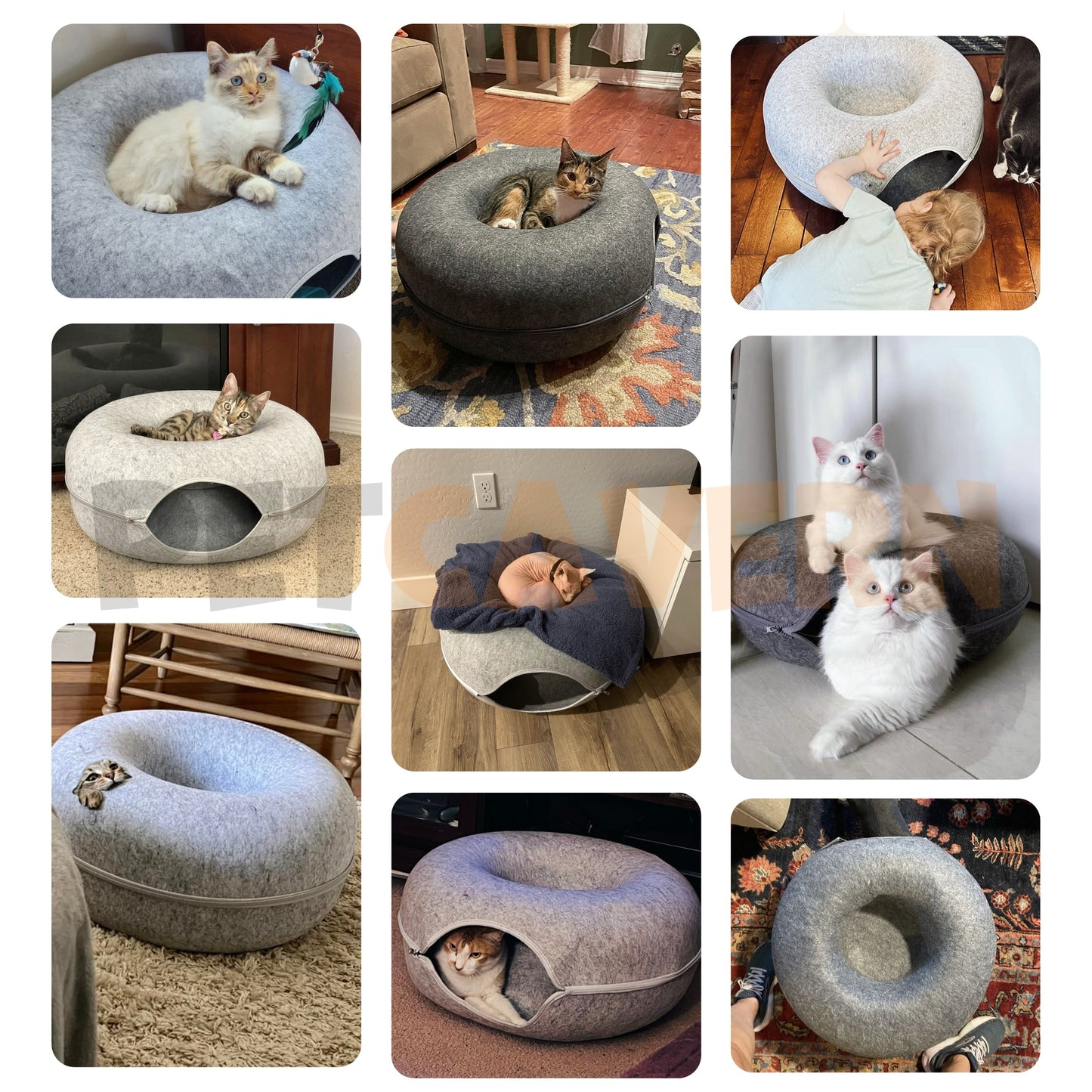 Pet Cavern™ Donut Cat Tunnel Bed
