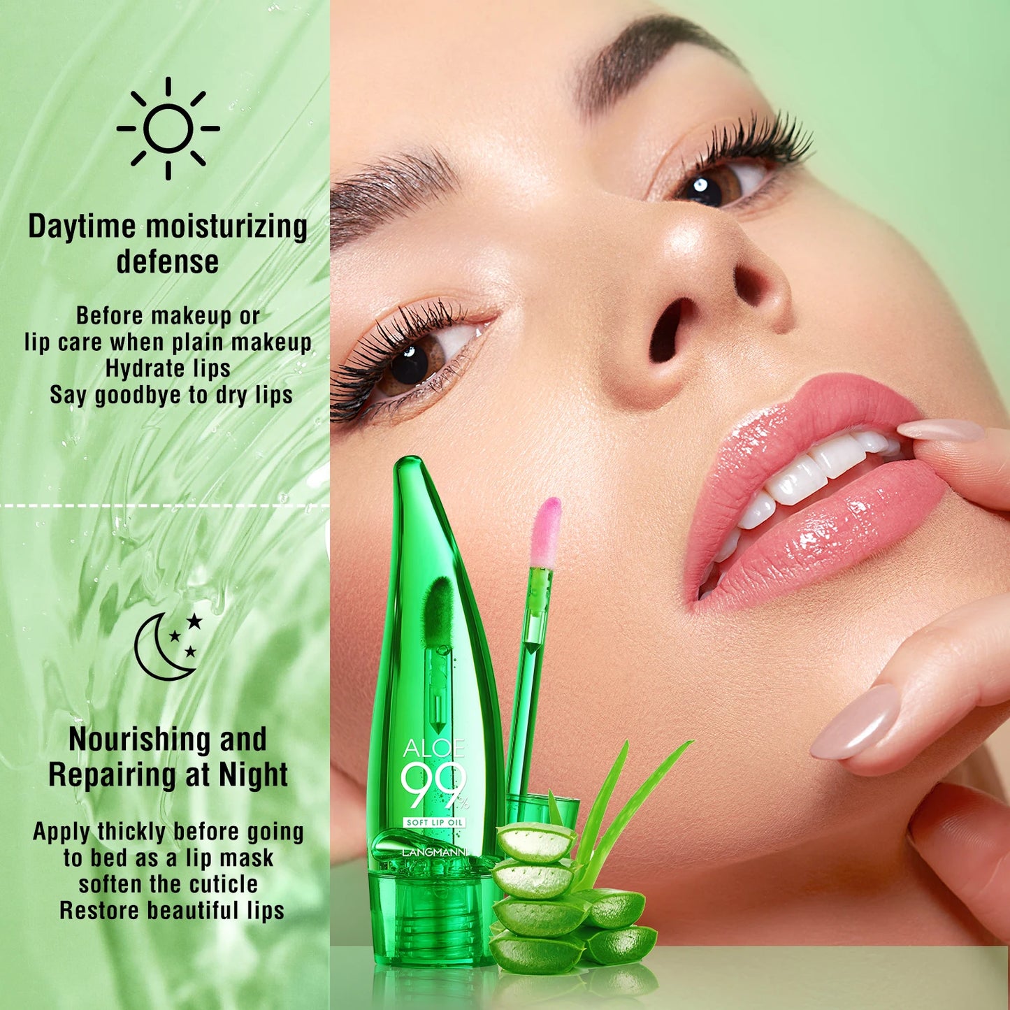 Langmanni Aloe Vera – Color-Changing & Hydrating Lip Glow for Long-Lasting Shine