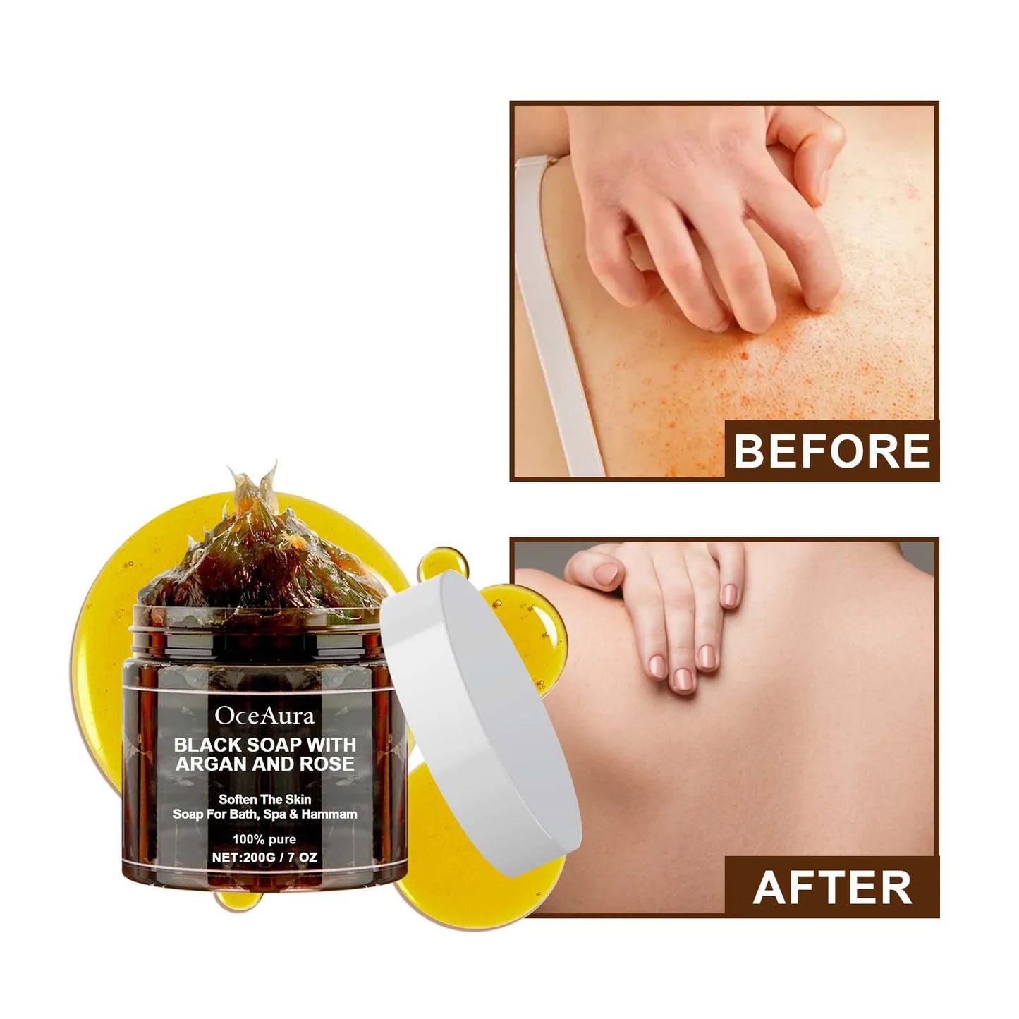 OceAura Black Luxe – Purifying Argan & Rose Soap for Radiant, Silky Skin 200g