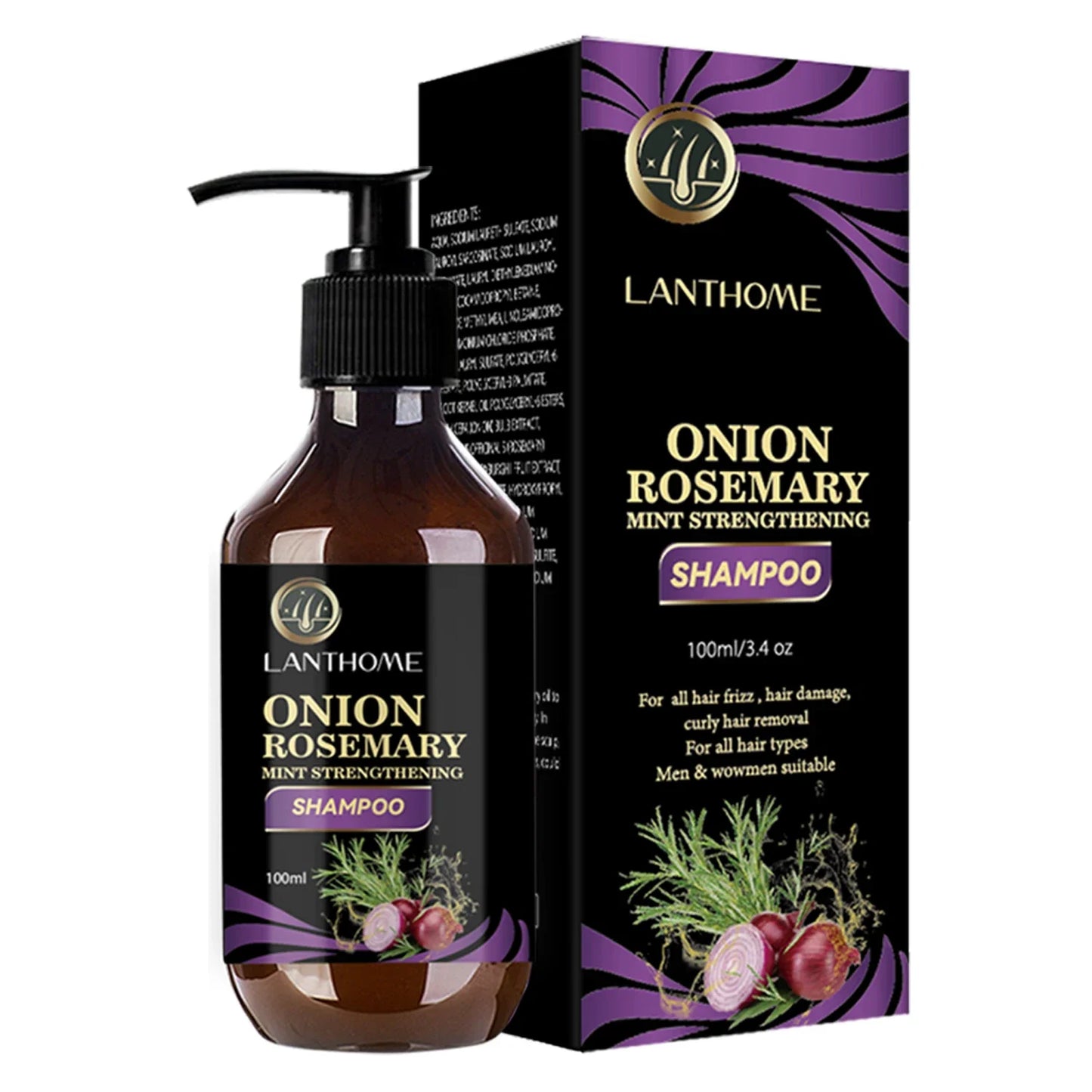 HerbalGrow – 100ML Rosemary & Onion Shampoo for Fast Hair Growth & Anti-Hair Los