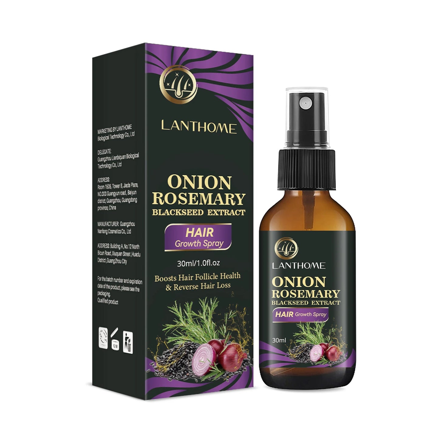 HerbalGrow – 100ML Rosemary & Onion Shampoo for Fast Hair Growth & Anti-Hair Los