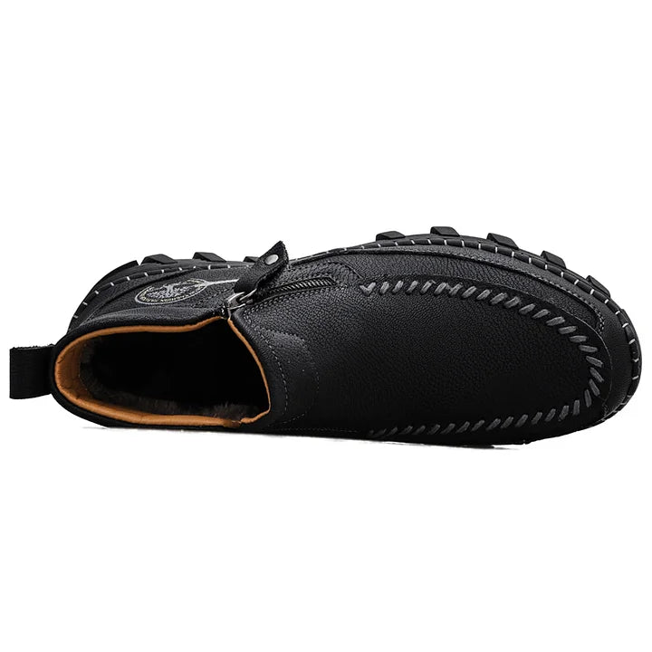 (⏰Last Day 70% OFF🔥)Men's Top-Quality Motorcycle Boots Genuine Leather Hand-Stitched Ankle Boots-Wide Toe, Waterproof, Anti-Slip, Anti-Sprain,Suitable for Work, Driving, Hiking