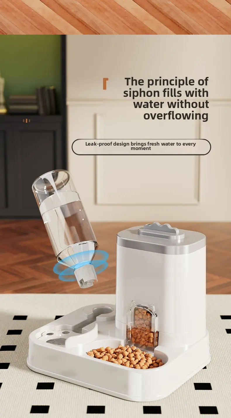 Automatic Cat & Dog Water Dispenser with Integrated Food Basin