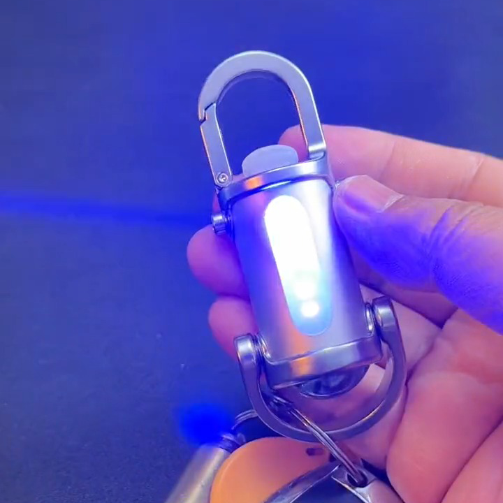 Mini Keychain LED Flashlight - Fast Charging Bi-Directional Output Work Light with Emergency SOS