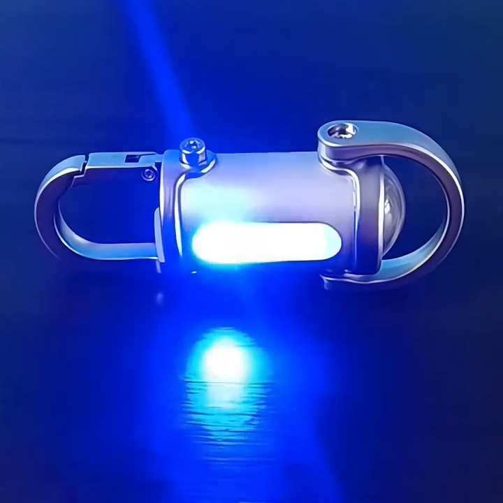 Mini Keychain LED Flashlight - Fast Charging Bi-Directional Output Work Light with Emergency SOS