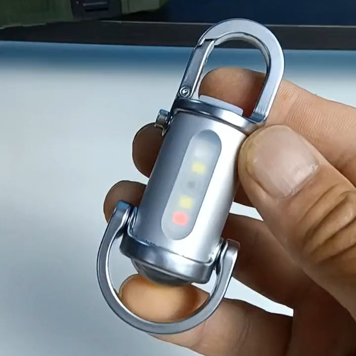 Mini Keychain LED Flashlight - Fast Charging Bi-Directional Output Work Light with Emergency SOS