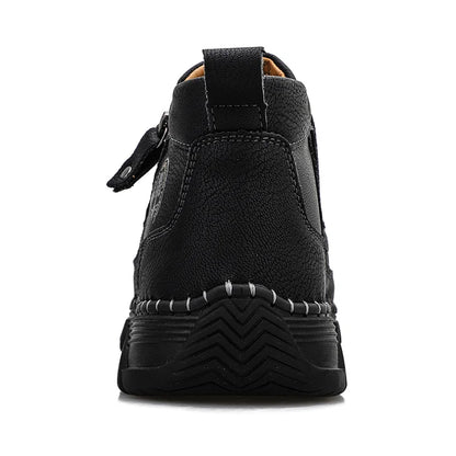 (⏰Last Day 70% OFF🔥)Men's Top-Quality Motorcycle Boots Genuine Leather Hand-Stitched Ankle Boots-Wide Toe, Waterproof， Anti-Slip， Anti-Sprain，Suitable for Work, Driving, Hiking