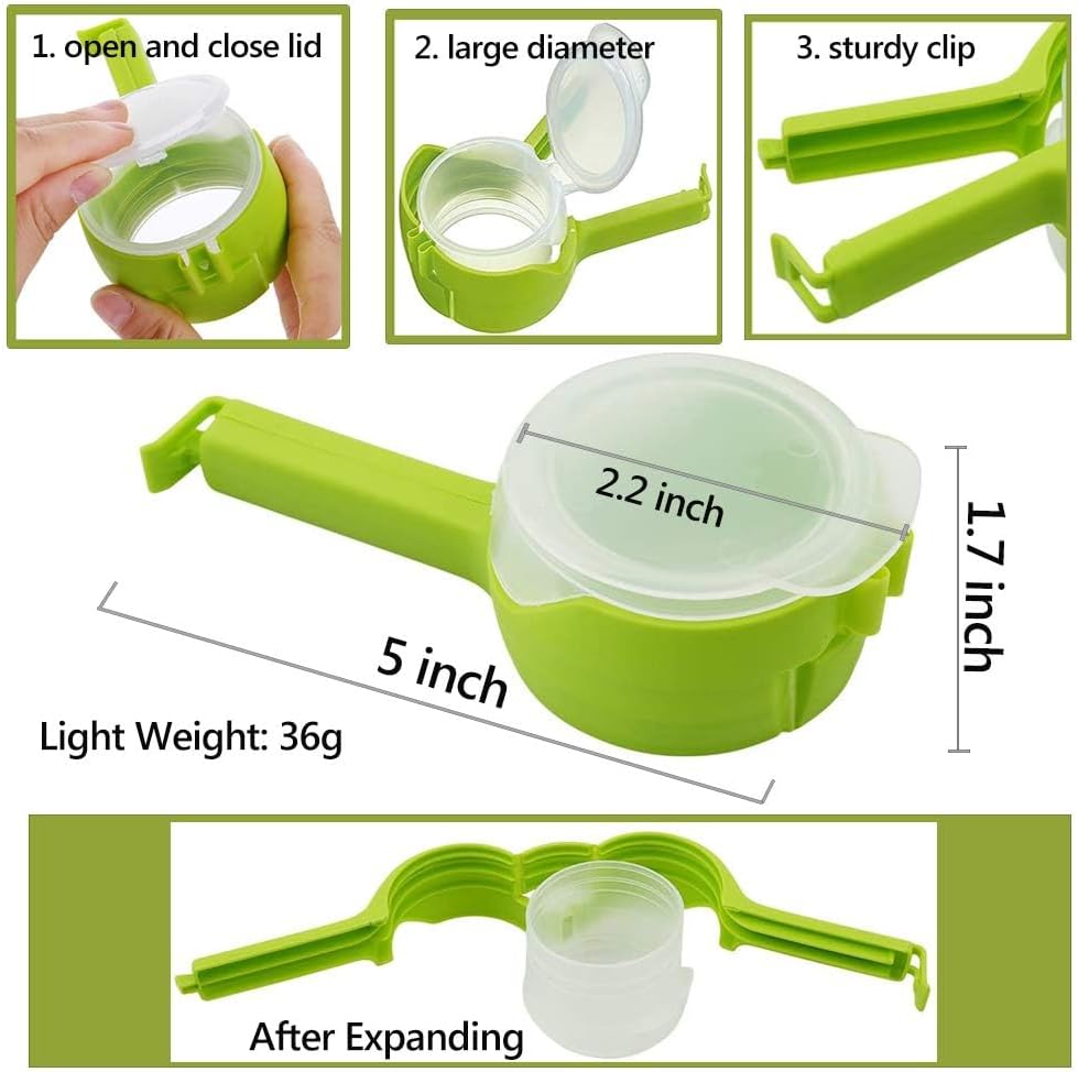 Bag Clips for Food, Food Storage Sealing Clips with Pour Spouts, Kitchen Chip Bag Clips, Plastic Cap Sealer Clips, Great for Kitchen Food Storage and Organization