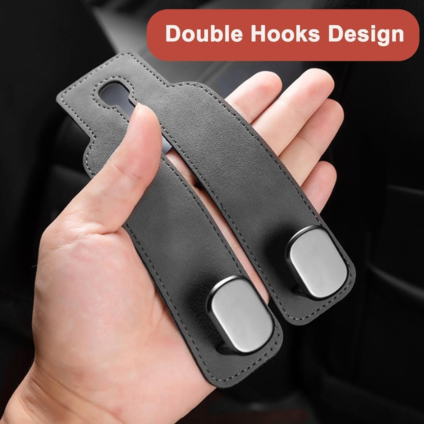 Car Seat Back Storage Hook for Headrest, Car Hooks Leather