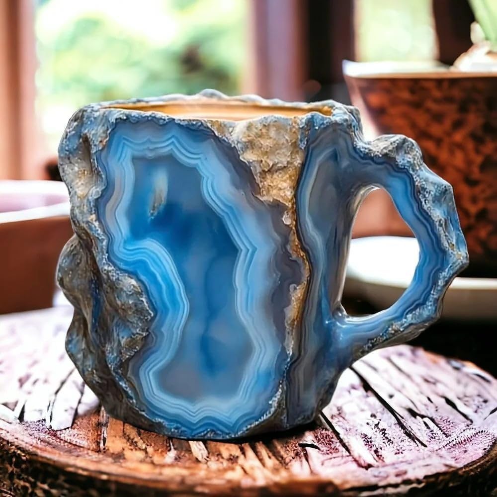 Kaffeetassen aus Mineralkristall, 2024 neue mehrfarbige Kaffeetasse aus Mineralkristall, Kaffeetasse aus natürlichem Mineralkristall, farbenfrohe Weihnachtstassen aus Kristall, elegantes Weihnachtsgeschenk für das Homeoffice