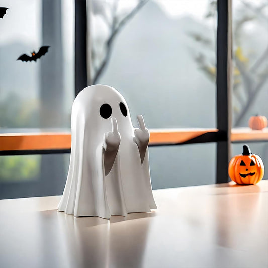 Halloween Ghost Figurine - Spooky Resin Ghost Statue, Cute Finger Ghost Ornaments