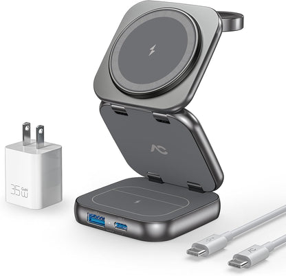 5-in-1 Wireless Charger for Magsafe, Portable Charging Station, with 35W Adapter