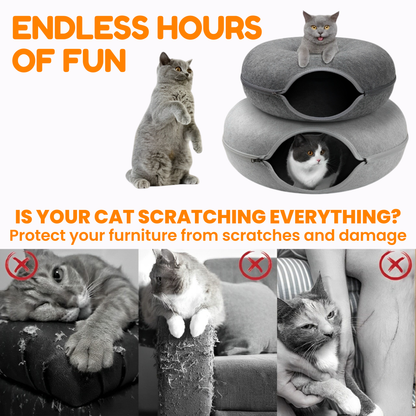 Pet Cavern™ Donut Cat Tunnel Bed