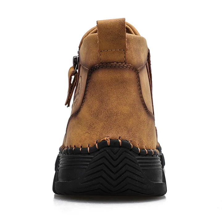 (⏰Last Day 70% OFF🔥)Men's Top-Quality Motorcycle Boots Genuine Leather Hand-Stitched Ankle Boots-Wide Toe, Waterproof， Anti-Slip， Anti-Sprain，Suitable for Work, Driving, Hiking