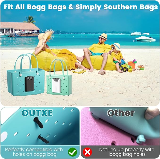 2 Pack Bogg Bag Phone Holder Compatible with All Bogg Bags, Silicone Cell Phone Holder Accessories for Bogg Bag