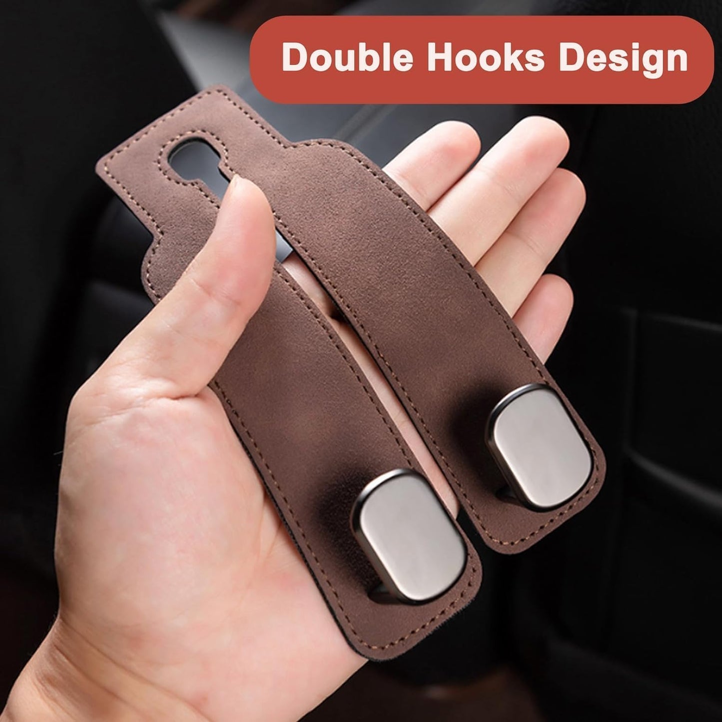 Car Seat Back Storage Hook for Headrest, Car Hooks Leather