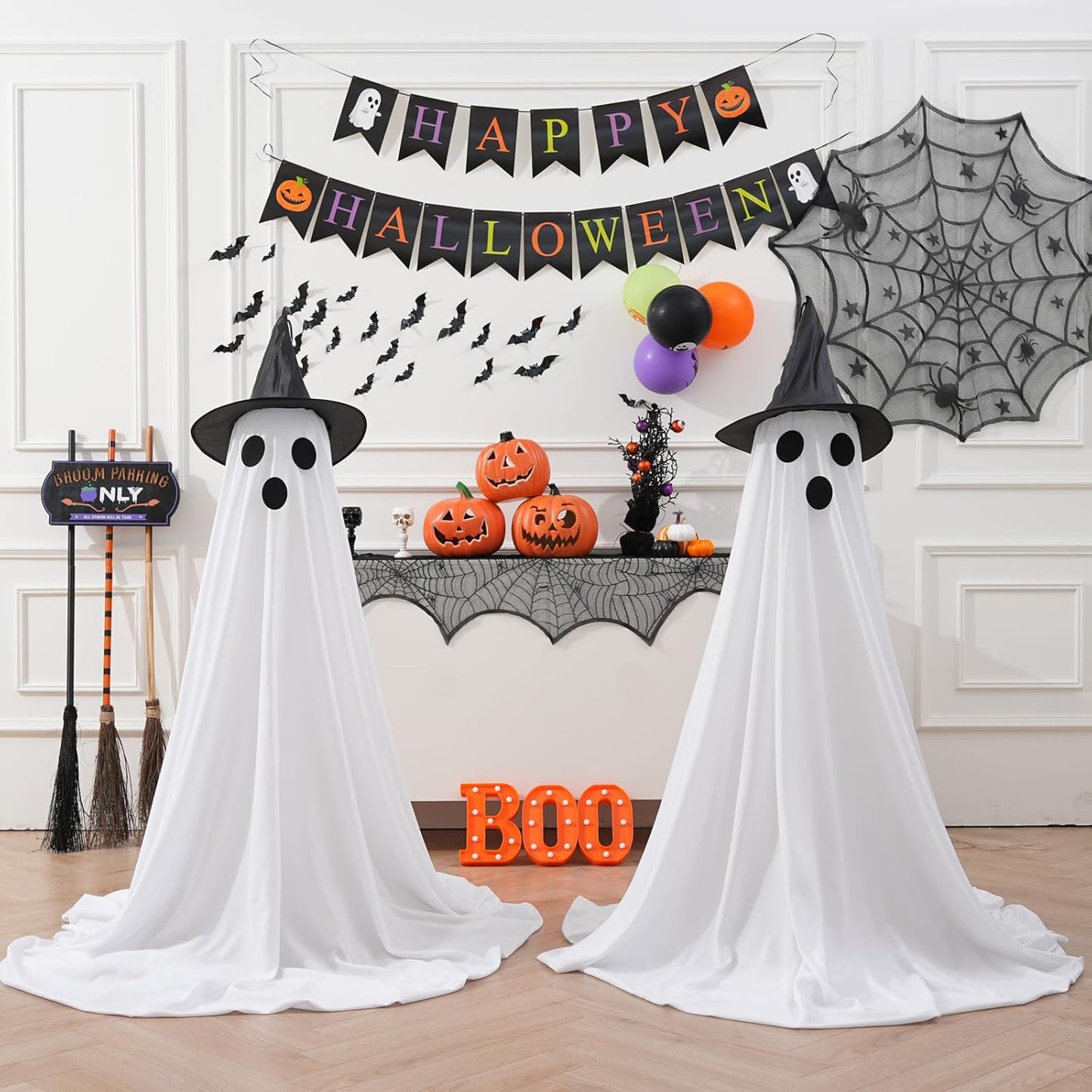 [Minuterie] Lot de 2 décorations d'Halloween avec lumières LED pour porche, cour, jardin, maison