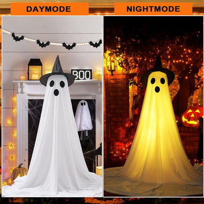 [Minuterie] Lot de 2 décorations d'Halloween avec lumières LED pour porche, cour, jardin, maison