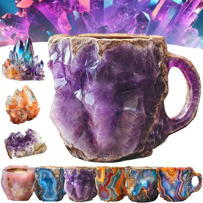 Kaffeetassen aus Mineralkristall, 2024 neue mehrfarbige Kaffeetasse aus Mineralkristall, Kaffeetasse aus natürlichem Mineralkristall, farbenfrohe Weihnachtstassen aus Kristall, elegantes Weihnachtsgeschenk für das Homeoffice