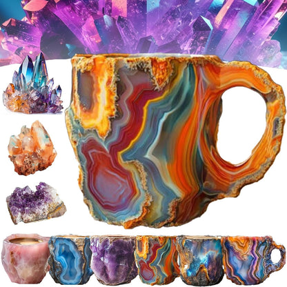 Kaffeetassen aus Mineralkristall, 2024 neue mehrfarbige Kaffeetasse aus Mineralkristall, Kaffeetasse aus natürlichem Mineralkristall, farbenfrohe Weihnachtstassen aus Kristall, elegantes Weihnachtsgeschenk für das Homeoffice