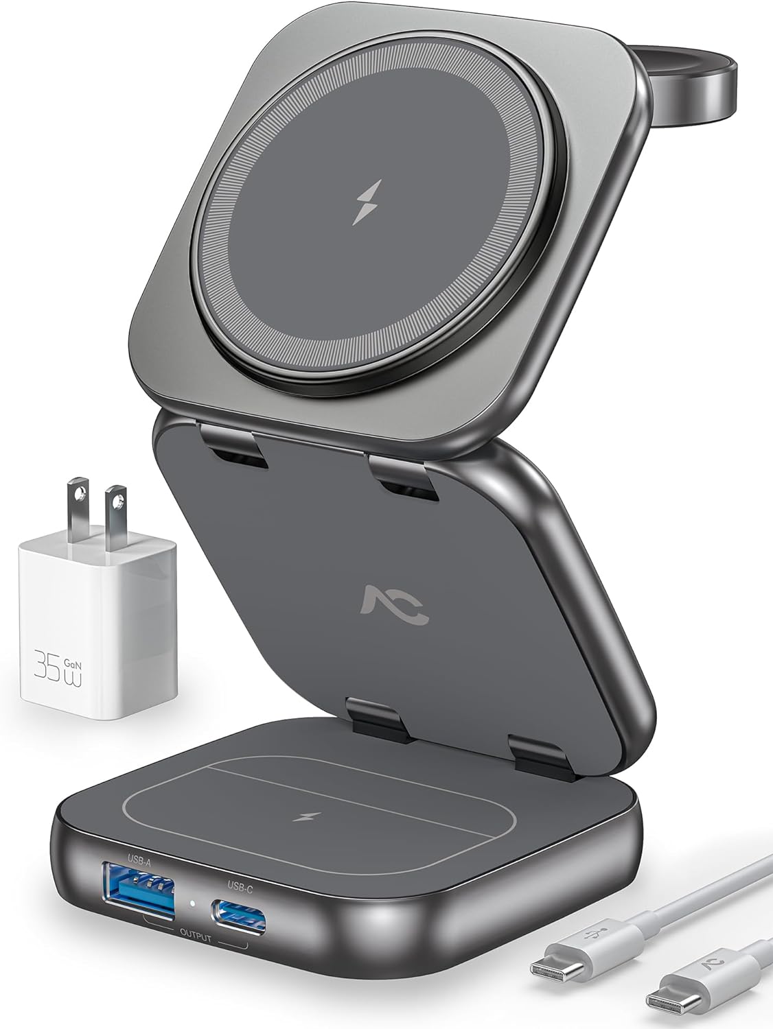 5-in-1 Wireless Charger for Magsafe, Portable Charging Station, with 35W Adapter