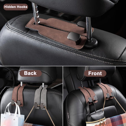 Car Seat Back Storage Hook for Headrest, Car Hooks Leather