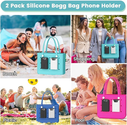 2 Pack Bogg Bag Phone Holder Compatible with All Bogg Bags, Silicone Cell Phone Holder Accessories for Bogg Bag