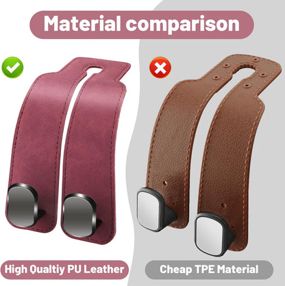 Car Seat Back Storage Hook for Headrest, Car Hooks Leather